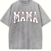 Baseball Mama Mothers Day for Baseball Mom Vintage Washed T-Shirt in Gray