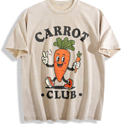 Carrot Club Kids Veggie for Boys Girls Youth Vintage Washed T-Shirt in Beige