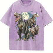 T-rex Dinosaur 90s Vintage Washed T-Shirt in Purple