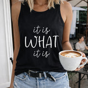 It Is What It Is Women's Color Cotton Tank Top in Black