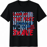 Custom Land of the Free Because of the Brave Cotton T-Shirt in Black