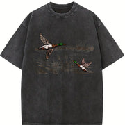 Retro Mallard Ducks Fall 90s Waterfowl Duck Animal Lover Vintage Washed T-Shirt in Black