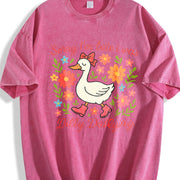 Late Duck Is Busy Vintage Washed T-Shirt in Red