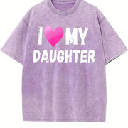 I Love My Daughter Vintage Washed T-Shirt in Purple