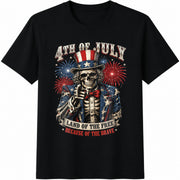 4th of July Skeleton Cotton T-Shirt in Black