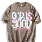 God Is Good All the Time Vintage Washed T-Shirt in Brown