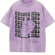 Custome NAME Retro Bachelorette Bride Vintage Washed T-Shirt in Purple