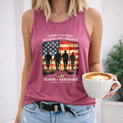 Land of the Free America Women's Color Cotton Tank Top in Red