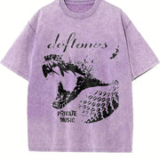 Deftones – Retro Rock Style vintage washed oversized T-shirt in Purple