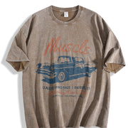 Retro Original Hot Rod Car Retro Distressed Vintage Washed T-Shirt in Brown