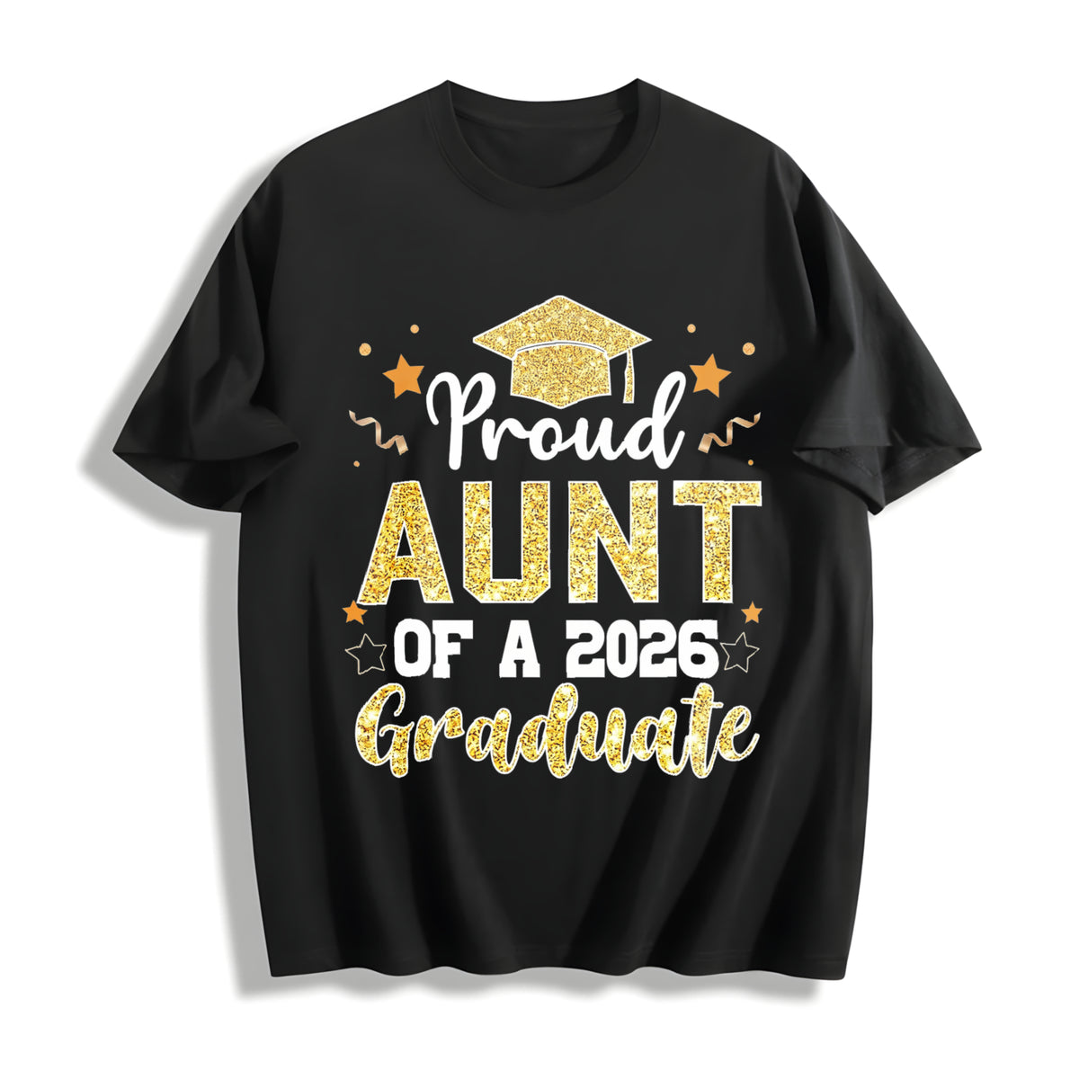 Premium Proud Aunt of a 2026 Graduate for Aunt Senior Cotton T-Shirt in Black