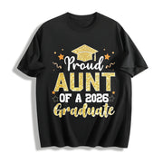 Premium Proud Aunt of a 2026 Graduate for Aunt Senior Cotton T-Shirt in Black