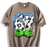 69 Soccer Vintage Washed T-Shirt in Brown