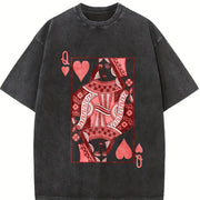 Queen of Hearts Mothers Day Vintage Washed T-Shirt in Black