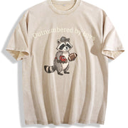 Boy Mom Dad Raccoon Vintage Washed T-Shirt in Beige