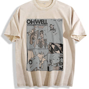 Retro Cowboy Bebop Anime Mineral Anime Manga Heavy Vintage Washed T-Shirt in Beige