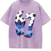 67 Soccer Vintage Washed T-Shirt in Purple