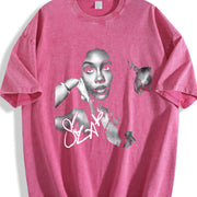 SZA Portrait Vintage Washed T-Shirt in Red