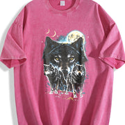 Wolf Spirit Classic 90s Vintage Washed T-Shirt in Red