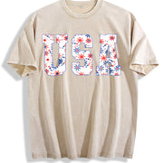 USA Floral Flowers vintage washed oversized T-shirt in Beige