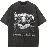 Blindfolded Beige Grunge Vintage Washed T-Shirt in Black