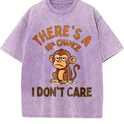 There's a 99 Percent Chance I Don't Care Monkey Vintage Washed T-Shirt in Purple