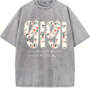 Personalized Gigi Custom Gigi with Kids Names Vintage Washed T-Shirt in Gray