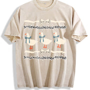 1980s Blue Ribbon Goose with Hearts Ugly Vintage Washed T-Shirt in Beige