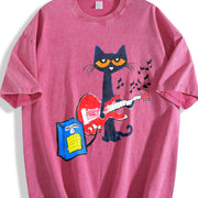 Pete The Cat Playing Guitar Party's vintage washed oversized T-shirt in Red