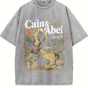 Cain and Abel Christian Bible Story Genesis Faith Vintage Washed T-Shirt in Gray