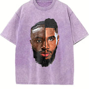 Brown And Tatum Duo Boston Basketball vintage washed oversized T-shirt in Purple