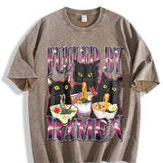 Fueled by Ramen Noodle Cat Vintage Washed T-Shirt in Brown