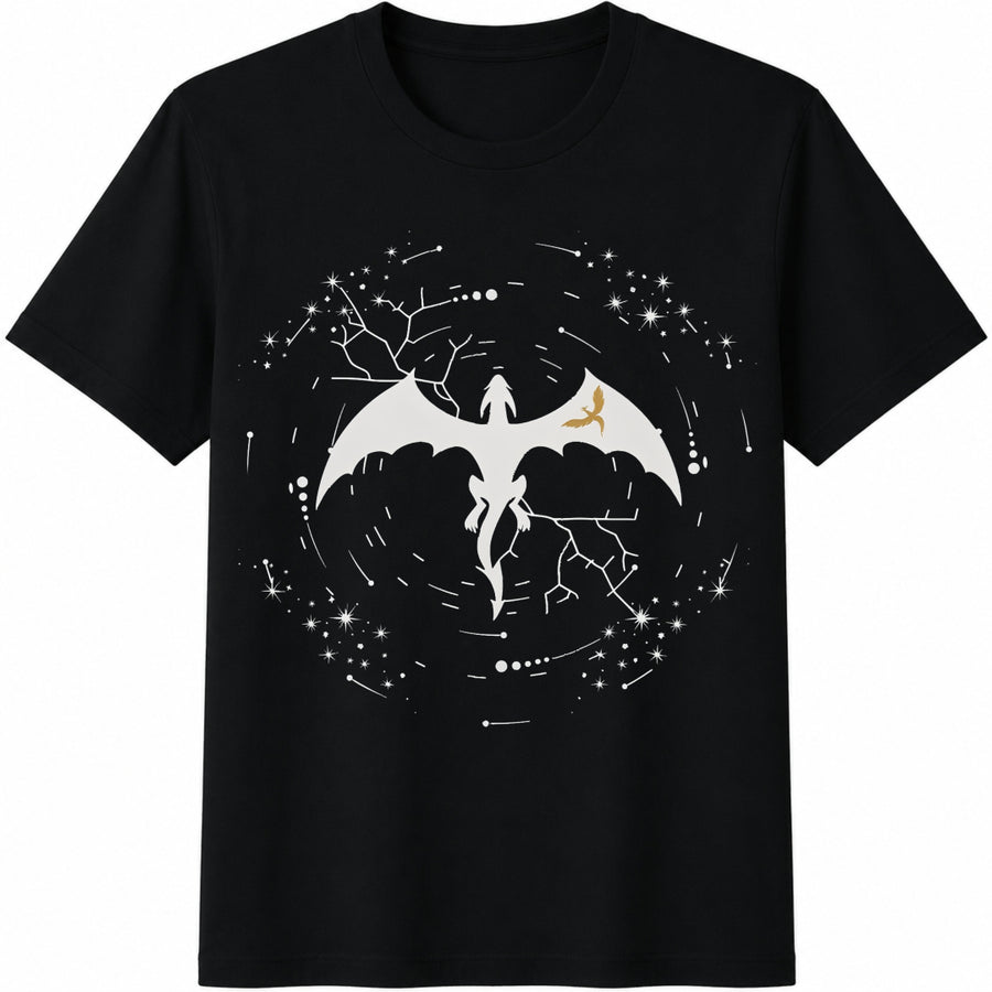 Dark Fantasy Dragon Cotton T-Shirt in Black