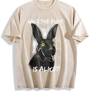 Who the F*ck Is Alice? Vintage Washed T-Shirt in Beige