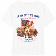 Land of the Free Because of the Brave Cotton T-Shirt in White