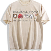 Baseball Mama for Game Day Vintage Washed T-Shirt in Beige