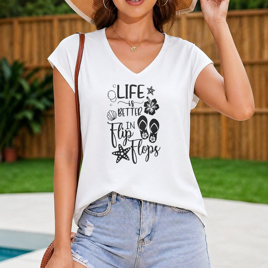 Life Is Better in Flip Flops Shell Starfish Tank Women's Color Cotton Tank Top in White