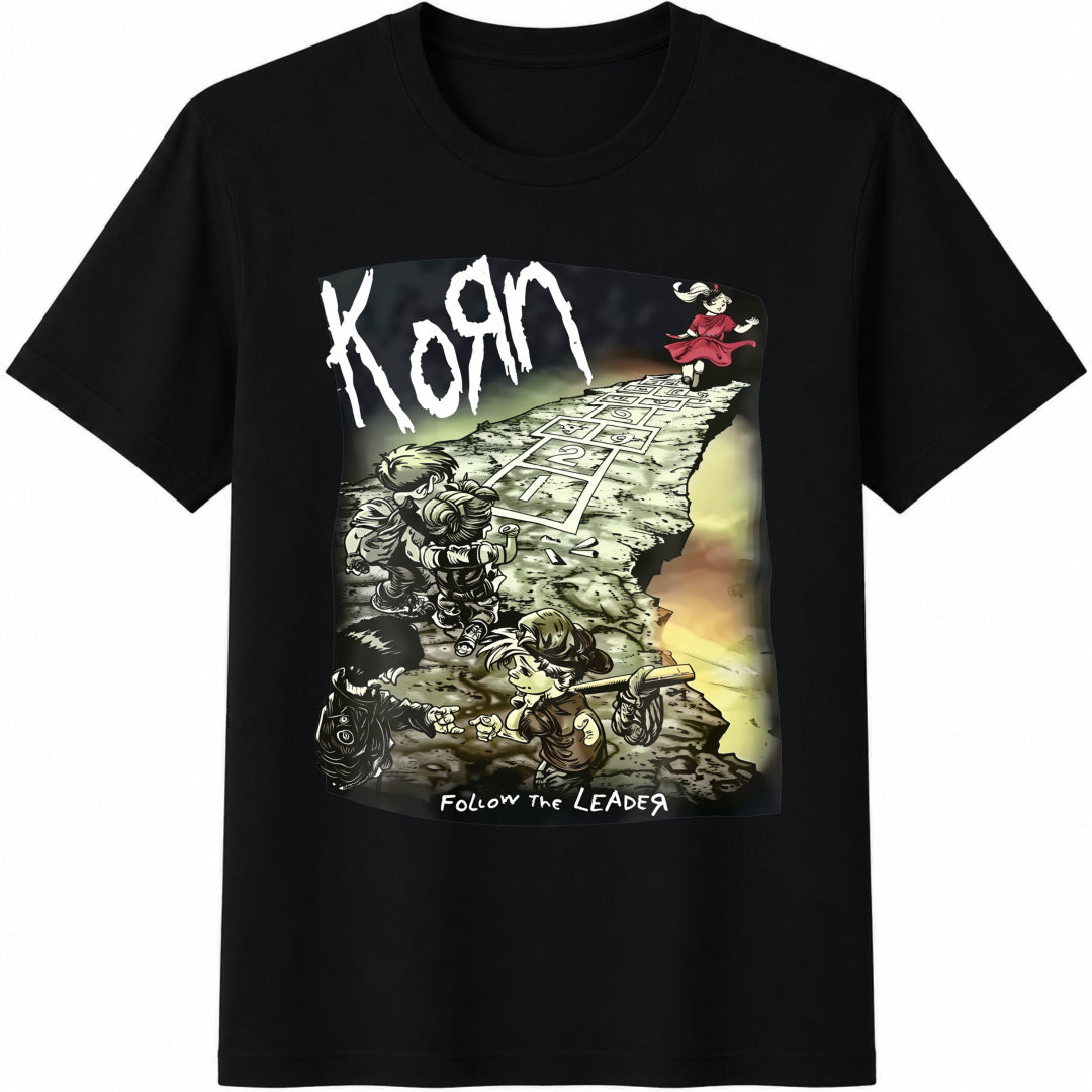 Korn Follow the Leader Cotton T-Shirt in Black