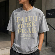 Slogan to School Vintage Washed T-Shirt in Gray