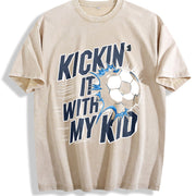 Kickin' It with My Kid Vintage Washed T-Shirt in Beige