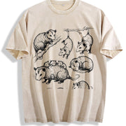 Opossum 90s Tattoo Vintage Washed T-Shirt in Beige
