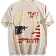 250 Years American Indepence United States Vintage Washed T-Shirt in Beige