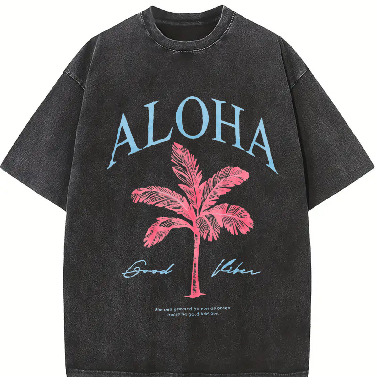 Aloha Palm Tree vintage washed oversized T-shirt in Black