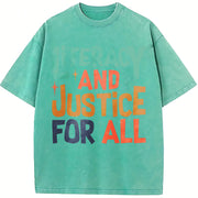 Reading Literacy and Justice for All Vintage Washed T-Shirt in Blue