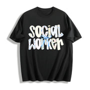 For Social Worker School Counselor Cotton T-Shirt in Black