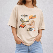 Fourth Wing Series For Fans vintage washed oversized T-shirt in Beige
