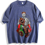 Alvarez The Undisputed King Mexico Goat Of Boxing Style vintage washed oversized T-shirt in Blue