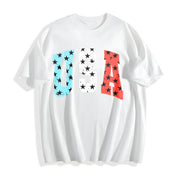 USA Stars 4th of July Cotton T-Shirt in White