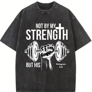 Not by My Strength but His Philippians 4:13 Vintage Washed T-Shirt in Black