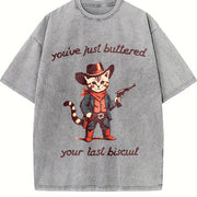 You've Just Buttered Your Last Biscuit Vintage Washed T-Shirt in Gray